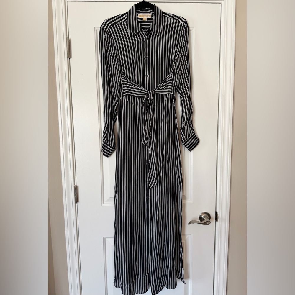 NWOT Michael Kors silk blend striped maxi dress - Picture 2 of 16